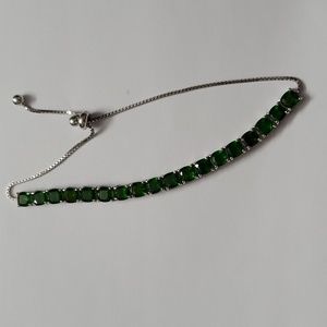 Sterling Silver 925 Emerald Bolo Tie Bracelet
